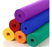 Hosuly 12 Yard Felt Velvet Fabric Sheet 13.5''x72'' Felt Roll Velvet Drawer Liner Multi Colored Large Felt Sheets Velvet Wallpaper for Sewing Cushion Padding DIY Art Craft (Rainbow Color,Felt)