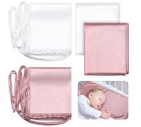 Hosuly 2 Pack Satin Crib Sheet Soft Silky Touch for Rectangular Crib Mattress Boys Girls Newborn (Pink, White)