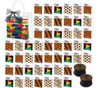 Hosuly 50 Pcs Black History Month Clear Gift Bags with Handles Juneteenth Plastic Tote Bags Black Red Green Goodie Treat Bags with Ribbon for June 19 African American Independence Day Party Supplies