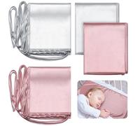 Hosuly Set of 2 Satin Crib Sheets with Soft Silky Touch for Rectangular Crib Mattress Boys Girls Newborn (Pink, Gray)