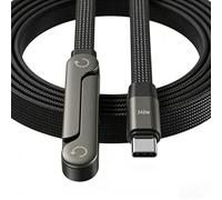 HOSYH 240W Invisible Stand Fast Charging Cable, 240W USB C to USB C Flat Cable 90 Degree Angled, Sideways Phone Type C Charger Cord (4.9FT) Compatible with iPhone 17 Series