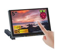 Hosyond 5 inches Touchscreen IPS LCD Display Panel 1024×600 HDMI Capacitive Screen for Raspberry Pi5/Pi4/Pi3/ZERO 2W, BB Black, Windows