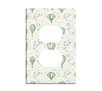 Hot Air Air-Float Balls Duplex Outlet Covers Wall Plate, Fanciful Playful Cloud Star Spring Green Plastic Standard Size Decorative Receptacle Outlet Covers for New Apartment Home Bedroom Office Decor