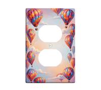 Hot Air Air-Float Balls Duplex Outlet Covers Wall Plate, Summer Playful Cloud Sky Summer Blue Plastic Standard Size Face Plates for Electrical Outlets for Bedroom Bathroom Kitchen Entrance Decor