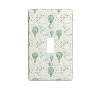 Hot Air Air-Float Balls Single Light Switch Cover Plate, Fanciful Playful Cloud Star Spring Green Plastic Standard Size Wall Switch Plates Accents for Living Room Bedroom Home Office Decor (Single)