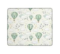 Hot Air Air-Float Balls Small Mouse Pad, Fanciful Playful Cloud Bird Spring Green Square Rubber Smooth Portable Cloth Mousepad Desk Accessories for Gaming Computer Laptop Square 8x10 Inch