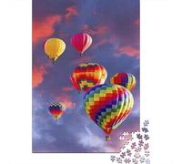 Hot Air Balloon 1000 Pc Recycled Paper Jigsaw Rainbow Balloon Puzzle Adults Reusable Stress Relief Challenging Brain Teaser 52x38cm/1000pcs