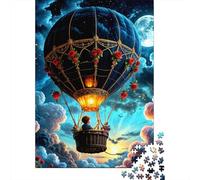 Hot Air Balloon 1000 Pc Recycled Paper Night Balloon Ride Puzzle Stressful Workers Anxiety Relief Cognitive Training Home Leisure 52x38cm/1000pcs