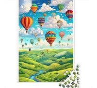 Hot Air Balloon 1000 Pc Thickened Paper Balloons over Hills Puzzle Grown-Ups Relaxation Hobby Easy Store Engaging Teaser 52x38cm/1000pcs