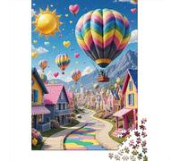 Hot Air Balloon 1000 Pc Thickened Paper Jigsaw Balloons over Rainbow TownPuzzle Grown-Ups Easy Store Relaxation Hobby Engaging Brain Teaser 70x50cm/1000pcs