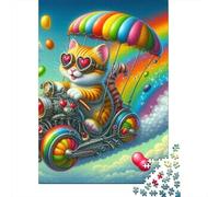 Hot Air Balloon 1000 Piece Recycled Rainbow Cat Balloon Puzzle Stressful Workers Anxiety Relief Home Wall Art Cognitive Training 70x50cm/1000pcs