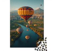 Hot Air Balloon 1000 Piece Thickened Paper Balloon over Fields Puzzle Grown-Ups Relaxation Hobby Easy to Store Engaging Teaser 70x50cm/1000pcs