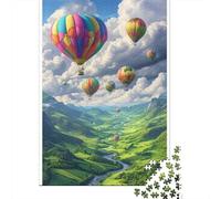 Hot Air Balloon 1000 Piece Thickened Paper Balloons over Hills Puzzle Grown-Ups Relaxation Hobby Easy to Store Engaging Teaser 52x38cm/1000pcs