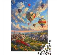 Hot Air Balloon 1000 Piece Thickened Paper Balloons over Hills Puzzle Grown-Ups Relaxation Hobby Easy to Store Engaging Teaser 52x38cm/1000pcs