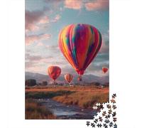 Hot Air Balloon 1000 Pieces Jigsaw Balloons over Field Puzzle Stressful Workers Anxiety Relief Cognitive Training Home Leisure 70x50cm/1000pcs