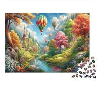 Hot Air Balloon 1000Pieces JigsawPuzzlesSunflower Valley KidsforAdult Challenging Brainteasing Age12+byth Challenging The Impossible Difficult Game Uncover The Puzzle 52x38cm/1000pcs