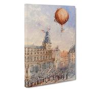 Hot Air Balloon Above Paris by Camille Gravis Canvas Print | Gallery Wrapped 30mm Frame Wall Art | 30x20 inches | Ready to Hang | Modern Picture | Living Room Bedroom Lounge Office
