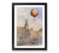 Hot Air Balloon Above Paris by Camille Gravis Framed Print | A2 Black Framed Wall Art | Ready to Hang | Modern Nature Picture | Living Room Bedroom Lounge Office