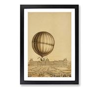 Hot Air Balloon Above Versailles Palace Framed Print | A2 Black Framed Wall Art | Ready to Hang | Modern Cityscape Picture | Living Room Bedroom Lounge Office