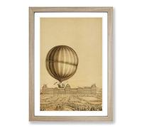 Hot Air Balloon Above Versailles Palace Framed Print | A2 Oak Framed Wall Art | Ready to Hang | Modern Cityscape Picture | Living Room Bedroom Lounge Office