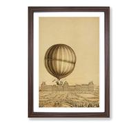Hot Air Balloon Above Versailles Palace Framed Print | A2 Walnut Framed Wall Art | Ready to Hang | Modern Cityscape Picture | Living Room Bedroom Lounge Office