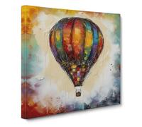 Hot Air Balloon Abstract Art No.1 Canvas Wall Art Print Ready to Hang, Framed Picture for Living Room Bedroom Home Office Décor, 50x50 cm (20x20 Inch)