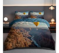 Hot Air Balloon Bedding Set,King 3Pcs Soft Duvet Cover with Zipper, Lightweight Microfiber Comforter Quilt Rock Landscape At Cappadocia Turkey Comforter Cover for,Adults,Breathable Easy Care