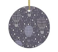 Hot Air Balloon Christmas Tree Ceramic Hanging Xmas Tree Decoration Bauble Round Ceramic Decorations Decorative Home Decoration