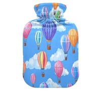 Hot Air Balloon Colorful Print Hot Cold Water Bottle with Fleece Cover PVC Hot Water Bag 1 Liter