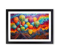 Hot Air Balloon Colour Field Framed Print | A2 Black Framed Wall Art | Ready to Hang | Modern Nature Picture | Living Room Bedroom Lounge Office