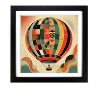 Hot Air Balloon Constructivism Framed Print | 18x18 Inch Black Framed Wall Art | Ready to Hang | Modern Historical Picture | Living Room Bedroom Lounge Office