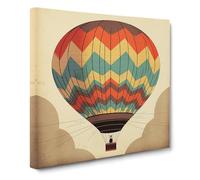 Hot Air Balloon Constructivism No.1 Canvas Wall Art Print Ready to Hang, Framed Picture for Living Room Bedroom Home Office Décor, 50x50 cm (20x20 Inch)