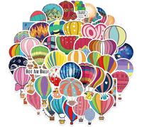 Hot Air Balloon Cute Stickers,50 Pcs Cartoon Kawaii Decals for Girls, Waterproof Vinyl Stickers,Decorations for Phone Guitar Laptop Water Botter