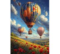 Hot Air Balloon Diamond Art Flowers Diamond Painting Kits for Adults Beginner 5D DIY Full Square Drill Cross Stitch Kits for Adults Arts and Crafts for Bedroom Decor, Room Decor 100x135cm -bby2507MY