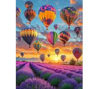 Hot Air Balloon Diamond Art Kits Adults, Square Drill Diamond Painting Landscape for Beginners, DIY Crystal Art for Adults, 5D Crystal Creations Kit, Gem Arts and Crafts Home Decor 24x32 inch C3-805