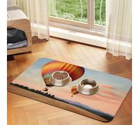 Hot Air Balloon Dog Food Mat, Absorbent Pet Feeding Mat for Food and Water Bowls Non-Slip Placement Pad for Floors Waterproof Quick Dry Water Dispenser Mat for Dogs Puppy Cats 16x24 Inch