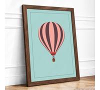 Hot Air Balloon Dream Minimalist Framed Wall Art Print A1 (84.1×59.4cm) Walnut, Wall Decor for Living Room, Bedroom, Office & Home, Ready to Hang, Art Gift