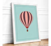 Hot Air Balloon Dream Minimalist Framed Wall Art Print A4 White | Ready to Hang, Premium Gi Paper, Fade-Resistant Inks, Securely Packaged, UK Made