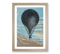 Hot Air Balloon Flying High Framed Print | A2 Oak Framed Wall Art | Ready to Hang | Modern Nature Picture | Living Room Bedroom Lounge Office