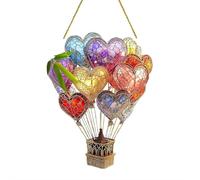 Hot Air Balloon Garden Decoration,Hot Air Balloon Stained Sun Catcher,Hanging Acrylic Decoration,Multicoloured Glass Effect Flaming Garden Decoration(2D Acrylic Pendant)