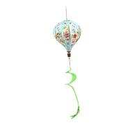 Hot Air Balloon Garden Ornament with Wind, Weather Vane, Blue Floral