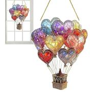 Hot Air Balloon Garden Pendant Stained Sun Catcher 2D Charming Hanging Acrylic Ornament Sun Catcher Pendant Wall Decoration Window Garden Decoration Hanging Lantern for Outdoor Window