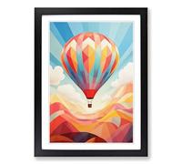 Hot Air Balloon Geometric Framed Print | A2 Black Framed Wall Art | Ready to Hang | Modern Fantasy Picture | Living Room Bedroom Lounge Office