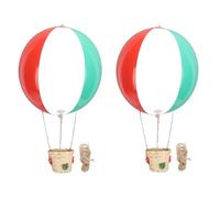 Hot Air Balloon Hanging Decor, 2PCS Pvc Colored Woven Hot Air Balloon Floating the Skies with Rattan Basket for Christmas Decor