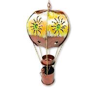 Hot Air Balloon Hanging Metal Ornament Tea Light/Candle Holder - Bronze, 25cm with Sturdy Hook - Detailed Ballon & Basket Design - Unique, Handmade Candle Holders - Ideal Garden & Home Decoration