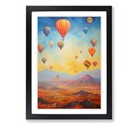 Hot Air Balloon Impressionism Framed Print | A2 Black Framed Wall Art | Ready to Hang | Impressionist Nature Picture | Living Room Bedroom Lounge Office