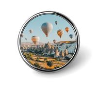 Hot Air Balloon in The Sky Round Button Pins Lapel Pin Brooch Badge Clothing Hats Decor for Women Men Gifts