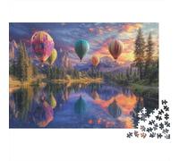 Hot Air Balloon Jigsaw 1000 Pieces Reflection on The Lake Decoration Puzzle for Adults And Kids Gift Impossible Games Challenging Puzzles 1000pcs (75x50cm)