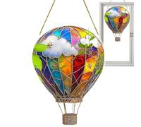 Hot Air Balloon Lantern, Acrylic Wall Hanging Colored Decor, Solar Hot Air Balloon Model, Outdoor Hanging Lanterns Waterproof for Garden Patio Porch Yard Parties Decor