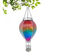 Hot Air Balloon Lantern, Festive Lights Solar Power Rainbow Stain, Flame Effect Hot Air Balloon Solar Garden Light, Outdoor Hanging LED Lantern, Light for Garden, Patio, Balcony Decoration